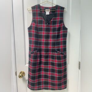 8 Black and Red Plaid Sleeveless Shift Dress Tabi Vintage